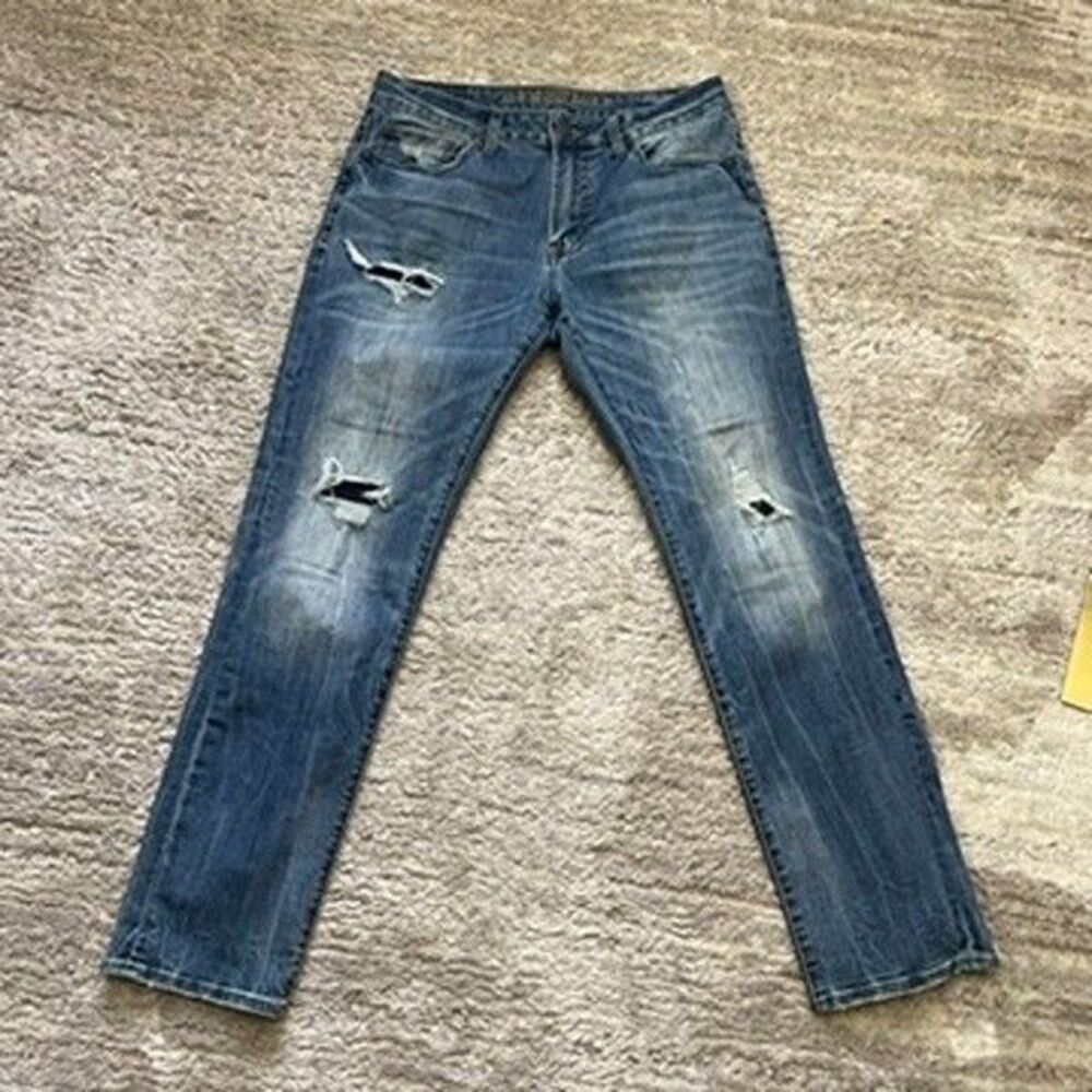 American Eagle Slim Fit Blue Denim Extreme Flex 4 Straight Leg Jeans Mens 32x32 - Picture 5 of 16